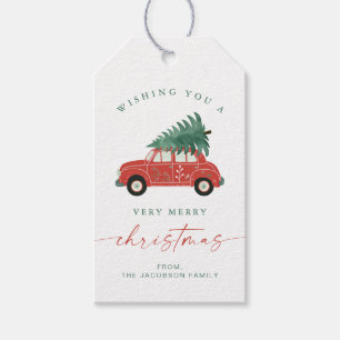 Etiquetas Para Regalos Navidades BLAIR Scandinavian Red Car Tree