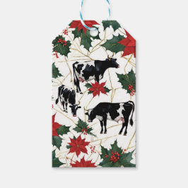 Etiquetas Para Regalos Navidades blancos y negros Holstein Dairy Cows Flo