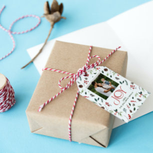 Etiquetas Para Regalos Navidades botánicos de la joya moderna Red Berry