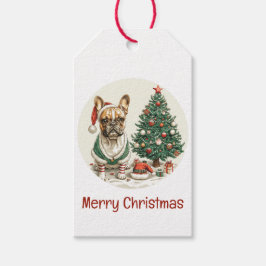 Etiquetas Para Regalos Navidades Bulldog francés Elf Dog