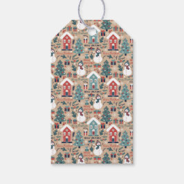 Etiquetas Para Regalos Navidades burdos hombres de nieve, árboles de Navi