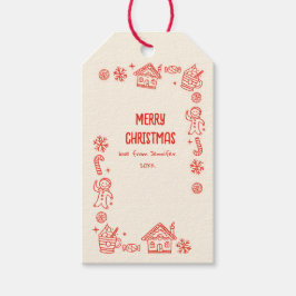 Etiquetas Para Regalos Navidades caprichosos del doodle rojo dibujado a m