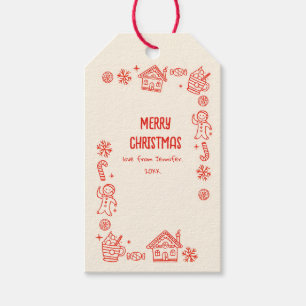 Etiquetas Para Regalos Navidades caprichosos del doodle rojo dibujado a m