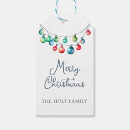 Etiquetas Para Regalos Navidades coloreados de color de agua Luces de cad