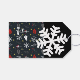 Etiquetas Para Regalos Navidades con copos de nieve y hojas con espalda n