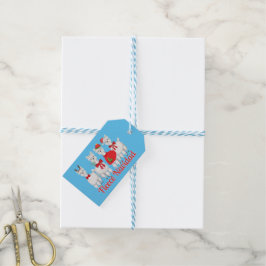 Etiquetas Para Regalos Navidades cortos Alpaca con Holly en azul