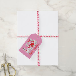 Etiquetas Para Regalos Navidades cortos Alpaca con Holly en rosa