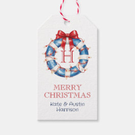 Etiquetas Para Regalos Navidades costeros Monograma Bow Nautical