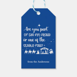 Etiquetas Para Regalos Navidades cristianos divertidos Natividad Azul
