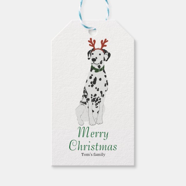 Etiquetas Para Regalos Navidades dalmatianos personalizados (Anverso)