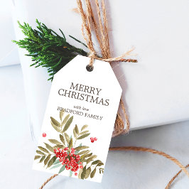 Etiquetas Para Regalos Navidades de acuarela clásicos Berries personaliza