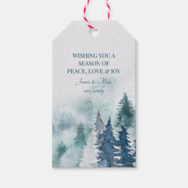 Etiquetas Para Regalos Navidades de acuarela de los Árboles de Fuego Fore