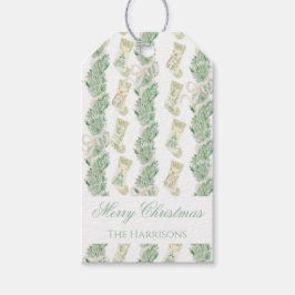 Etiquetas Para Regalos Navidades de acuarela Garland Bedford Stockings