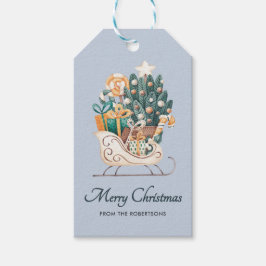 Etiquetas Para Regalos Navidades de acuarela marea azul celestial