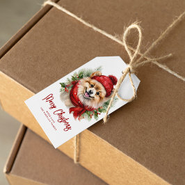 Etiquetas Para Regalos Navidades de acuarela Perro Pomerania