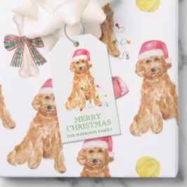Etiquetas Para Regalos Navidades de acuarela Santa Dog