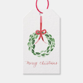 Etiquetas Para Regalos Navidades de acuarela Wreath Gift Tag