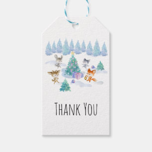 Etiquetas Para Regalos Navidades de animales forestales bailando gracias