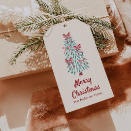 Etiquetas Para Regalos Navidades de árbol de cintas dibujadas con la mano