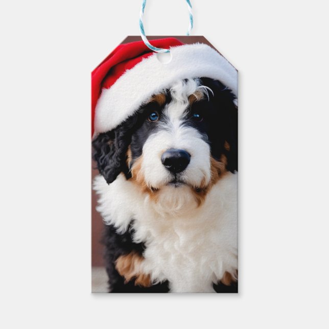 Etiquetas Para Regalos Navidades de Bernedoodle (Anverso)