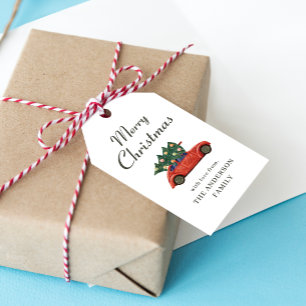 Etiquetas Para Regalos Navidades de Camión Rojo Sencillos Modernos