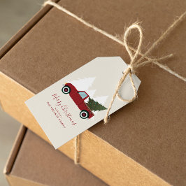 Etiquetas Para Regalos Navidades de Camión Rojo Vintage