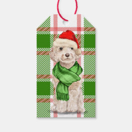 Etiquetas Para Regalos Navidades de Cockapoo rojos y verdes dan té a