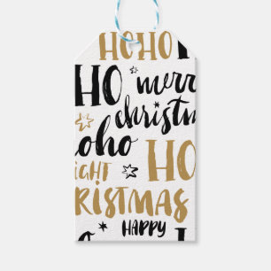 Etiquetas Para Regalos Navidades de color negro y oro Palabra Texto Arte 