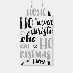 Etiquetas Para Regalos Navidades de color negro y plateado Palabra Texto 