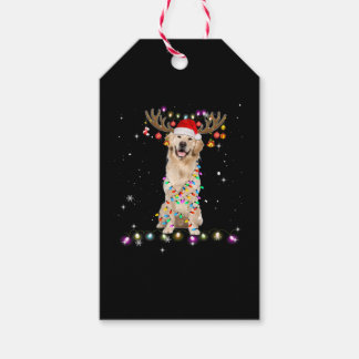 Etiquetas Para Regalos Navidades de Cute Golden Retriever iluminan renos