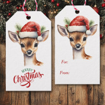 Navidades de Cute Santa Hat Deer Fawn