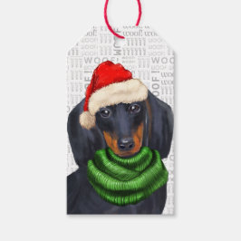Etiquetas Para Regalos Navidades de Dachshund Santa Dog
