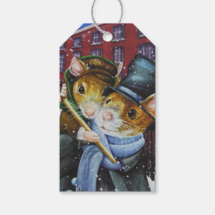 Etiquetas Para Regalos Navidades de Dickens Carol Mice Watercolor Art