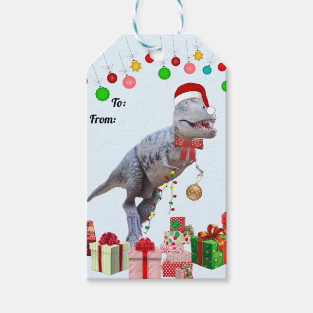 Etiquetas Para Regalos Navidades de dinosaurios (Anverso)