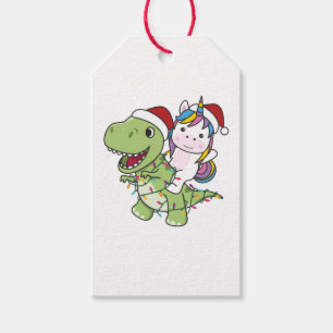 Etiquetas Para Regalos Navidades de dinosaurios Unicorn Invierno T-Rex Di