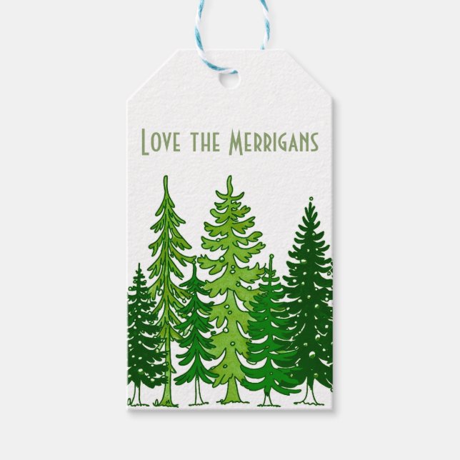 Etiquetas Para Regalos Navidades de Evergreen (Anverso)