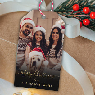 Etiquetas Para Regalos Navidades de fotografía de la familia Black Gold S