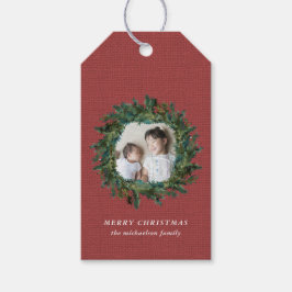 Etiquetas Para Regalos Navidades de fotos rusticas de Wreath y Red Faux B