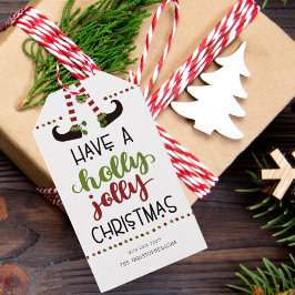 Etiquetas Para Regalos Navidades de Fun Elf Legs Holly Jolly