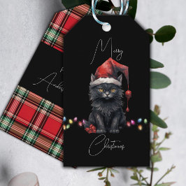 Etiquetas Para Regalos Navidades de gatito de Santa Gato rojos y rojos