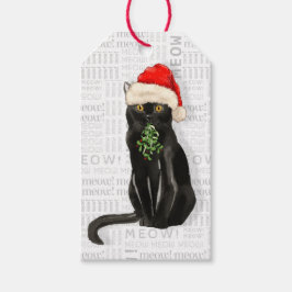 Etiquetas Para Regalos Navidades de gatos de Santa Black Bombay