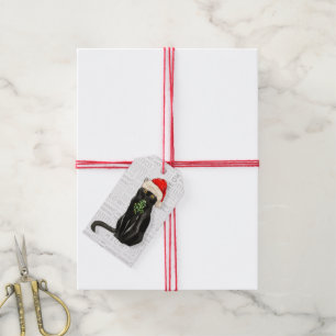 Etiquetas Para Regalos Navidades de gatos de Santa Black Bombay