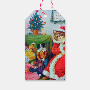 Etiquetas Para Regalos Navidades de gatos vintage, Louis Wain