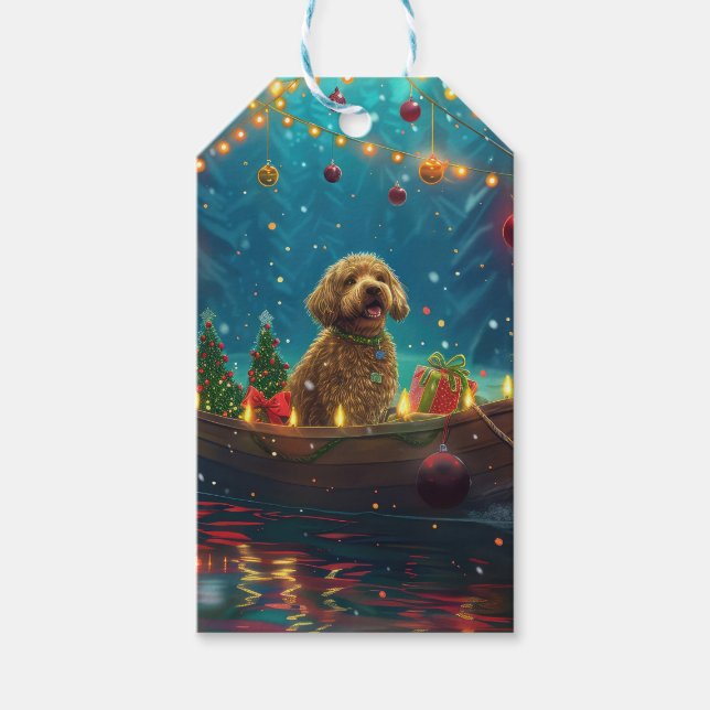 Etiquetas Para Regalos Navidades de Goldendoodle (Anverso)