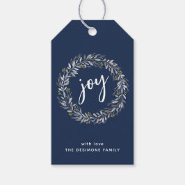 Etiquetas Para Regalos Navidades de guirnaldas botánicas de color azul
