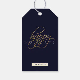 Etiquetas Para Regalos Navidades de Happy Holidays Gold Script