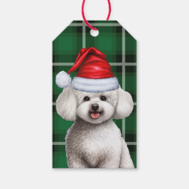Etiquetas Para Regalos Navidades de Holiday Plaid Bichon Frise Dog Lover