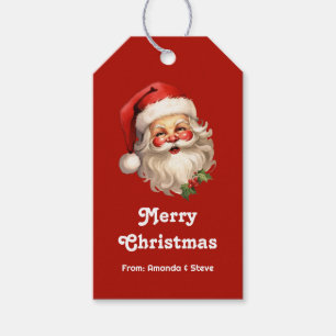 Etiquetas Para Regalos Navidades de Holly Jolly Santa Claus Retro