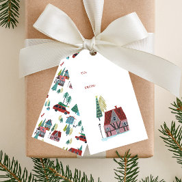 Etiquetas Para Regalos Navidades de la aldea de esquí nórdico Fiesta