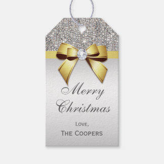 Etiquetas Para Regalos Navidades de la copa de oro Silver Sequings Gold D